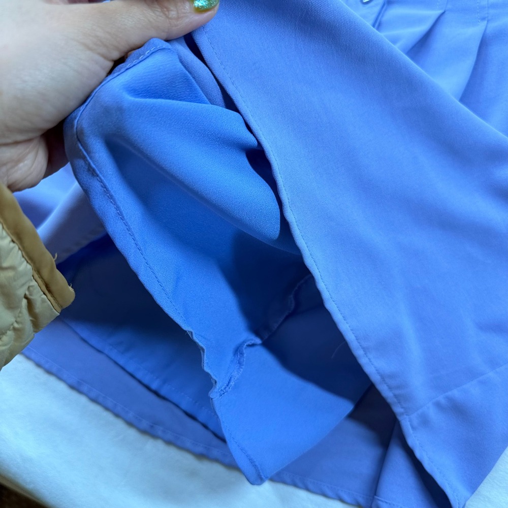 Entro Periwinkle Blue Button Down Pintuck Waist Mini Shirt Dress Short Sleeve L - Picture 8 of 16
